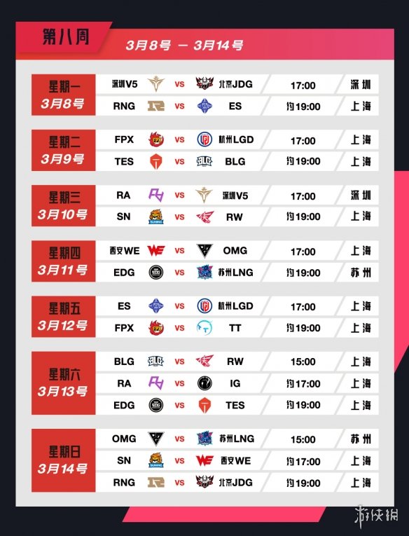 英雄联盟2021春季赛3月赛程是什么 lol2021春季赛3月赛程