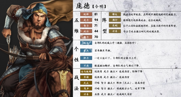 三国志14庞德能力值什么最高 三国志14庞德属性资料介绍_网