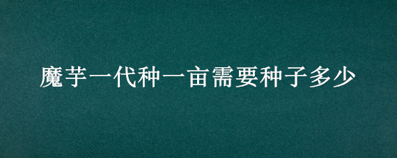 魔芋一代种一亩需要种子多少（一代魔芋种一亩要多少公斤）