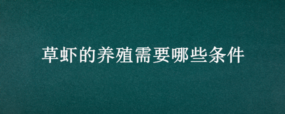 草虾的养殖需要哪些条件（草虾的养殖需要哪些条件和要求）