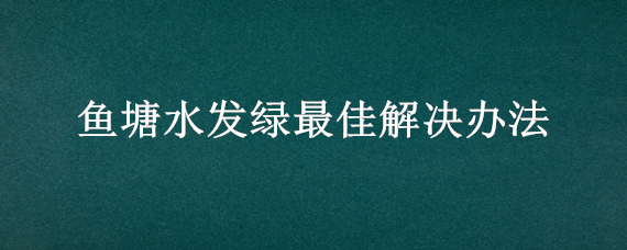 鱼塘水发绿最佳解决办法（鱼塘水发绿最佳解决办法是）