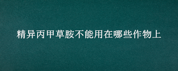 精异丙甲草胺不能用在哪些作物上 精异丙甲草胺可以封药材吗