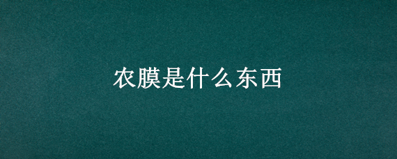 农膜是什么东西 农膜是什么意思