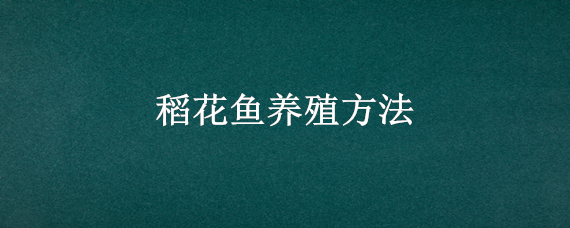 稻花鱼养殖方法 稻花鱼养殖方法和注意事项