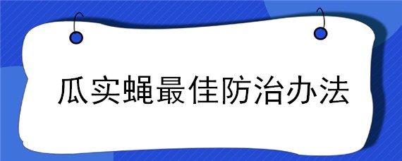 瓜实蝇最佳防治办法 瓜实蝇的最简单消灭方法