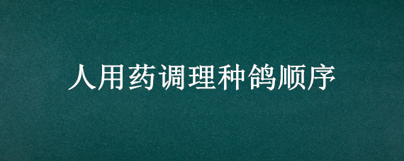 人用药调理种鸽顺序 巧用人药调理种鸽