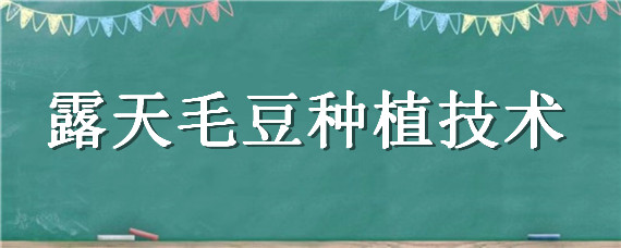 露天毛豆种植技术（露天毛豆种植技术与时间）