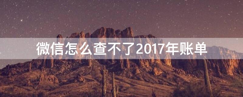 微信怎么查不了2017年账单（微信怎么查不了2017年账单明细）