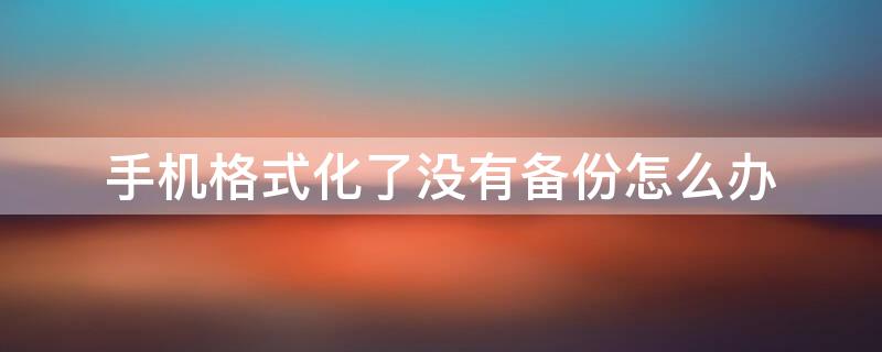 手机格式化了没有备份怎么办 手机格式化了,忘记备份怎么办?怎么恢复数据文件?