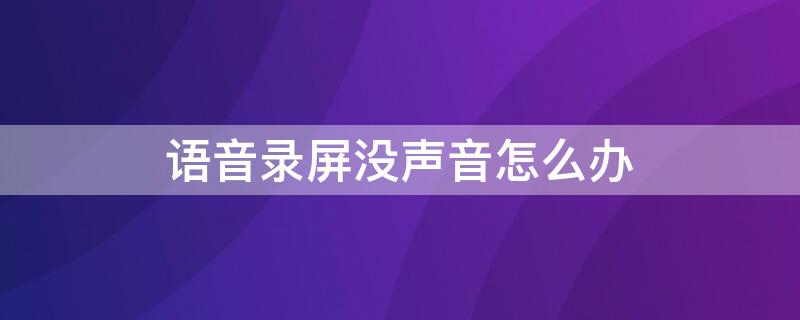 语音录屏没声音怎么办（语音的时候屏幕录制怎么没有声音）