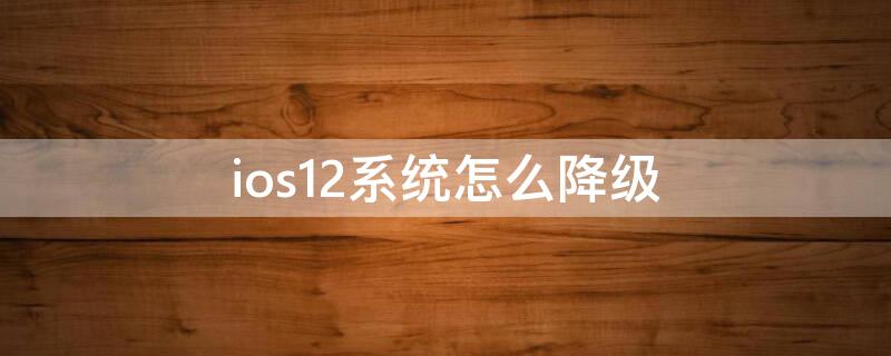 ios12系统怎么降级（ios12.5.1怎么降级）