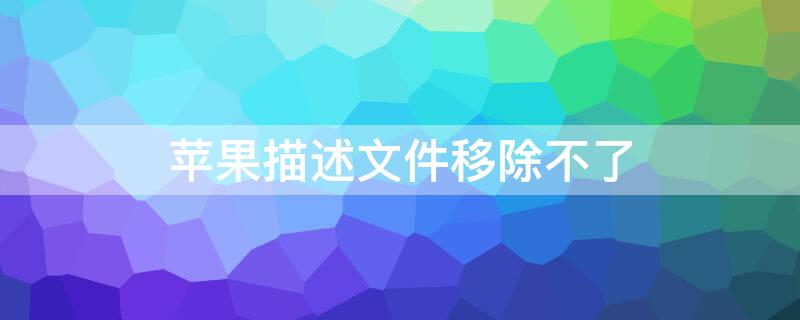 iPhone描述文件移除不了 iphone描述文件移除不了怎么办