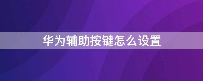 华为辅助按键怎么设置（华为手机辅助按键怎么设置）