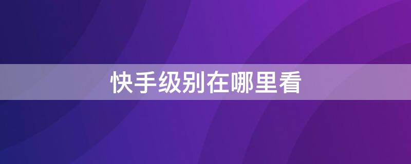 快手级别在哪里看 快手级别在哪里看到