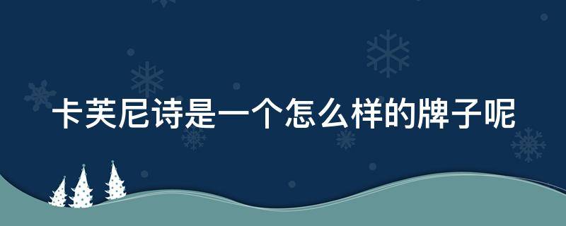 卡芙尼诗是一个怎么样的牌子呢 卡芙尼诗丰胸怎么样