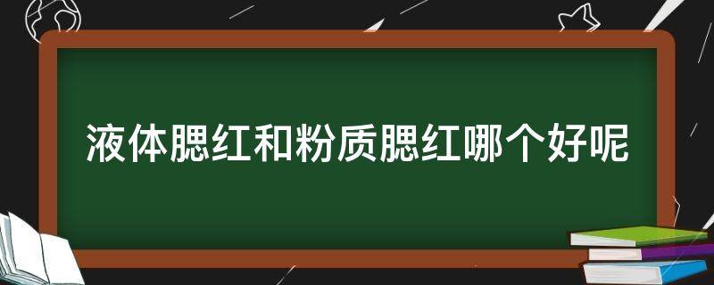 液体腮红和粉质腮红哪个好呢（液体腮红和粉状腮红哪个好用）