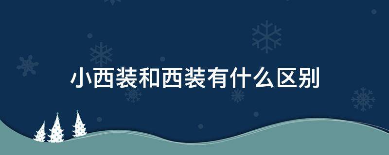 小西装和西装有什么区别 小西装与西装的区别