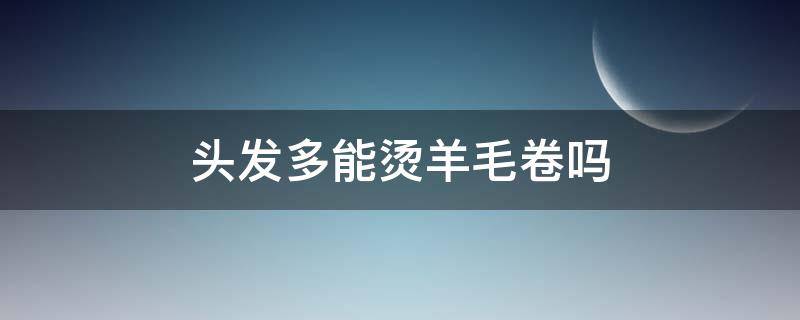 头发多能烫羊毛卷吗 头发多的能烫羊毛卷吗