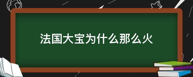 法国大宝为什么那么火（法国大宝为什么那么火爆）