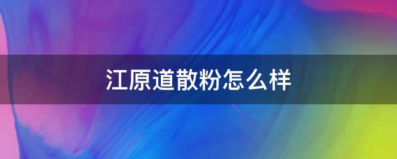 江原道散粉怎么样（江原道粉底是大牌吗）