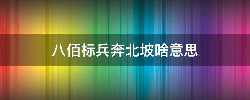 八佰标兵奔北坡啥意思（八百标兵奔北坡怎么讲有意思）