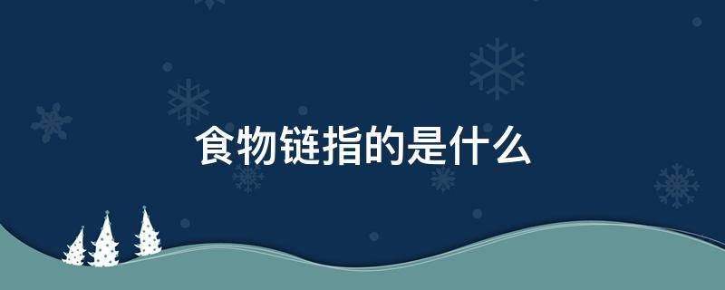 食物链指的是什么 食物链指的是什么意思