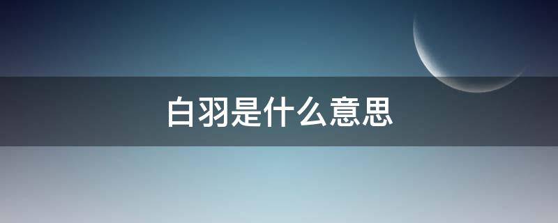 白羽是什么意思（白羽一词出处）