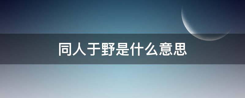 同人于野是什么意思