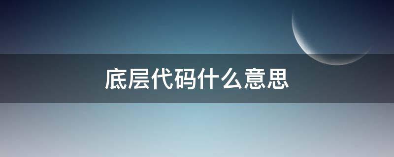 底层代码什么意思（底层代码出错严重吗）