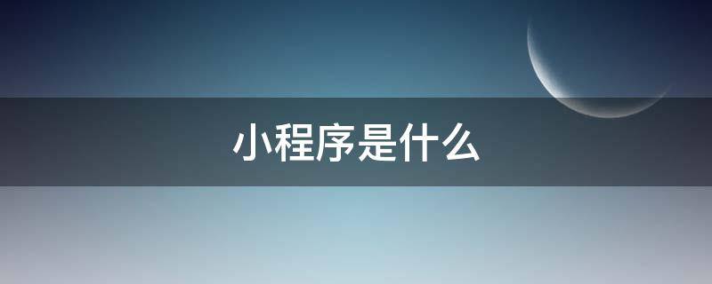 小程序是什么（小程序是什么时候开始的）