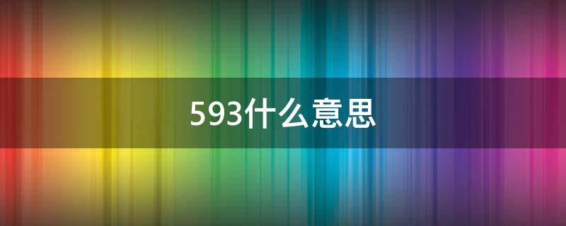 593什么意思（593什么意思爱情数字）