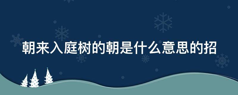 朝来入庭树的朝是什么意思的招（朝来入庭树庭树是什么意思）