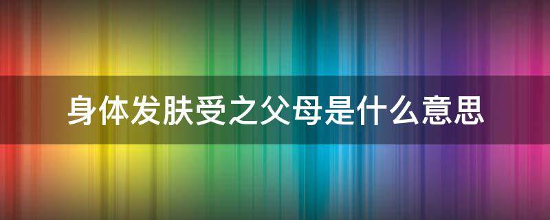 身体发肤受之父母是什么意思 身体发肤受之于父母是什么意思