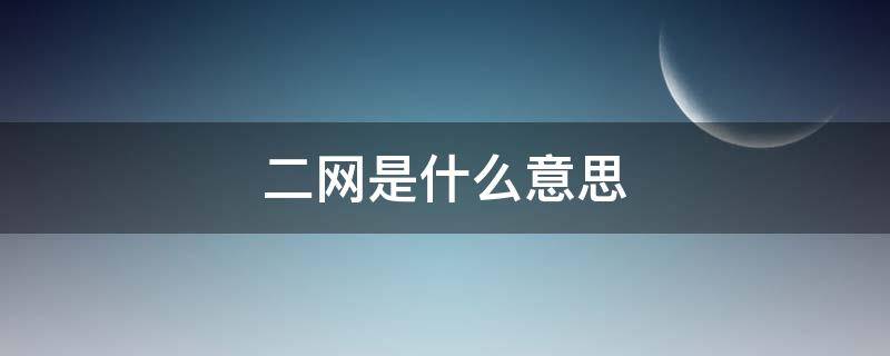 二网是什么意思 什么是二网汽车销售