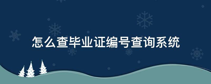 怎么查毕业证编号查询系统（如何查毕业证编号查询网 全国）