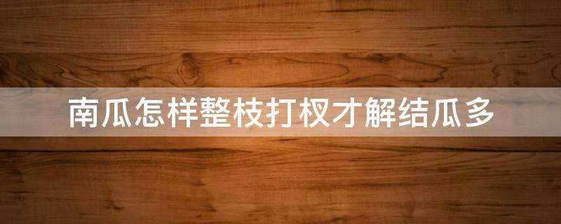 南瓜怎样整枝打杈才解结瓜多 南瓜怎样整枝打杈才解结瓜多南工南一