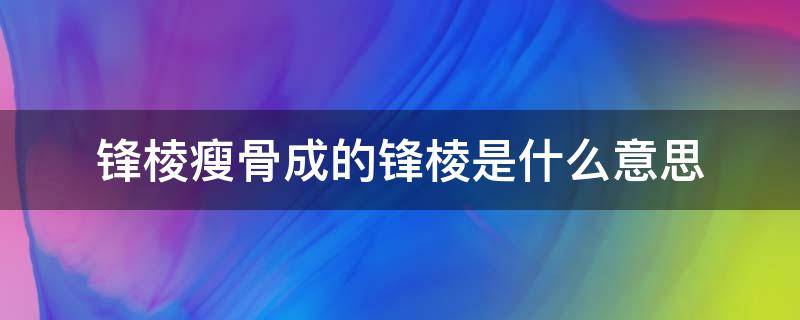 锋棱瘦骨成的锋棱是什么意思（锋棱瘦骨成的上一句是什么）