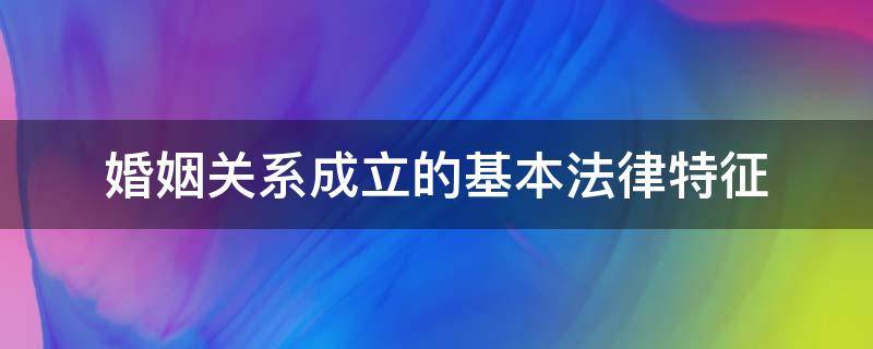 婚姻关系成立的基本法律特征（婚姻关系成立的实质要件）