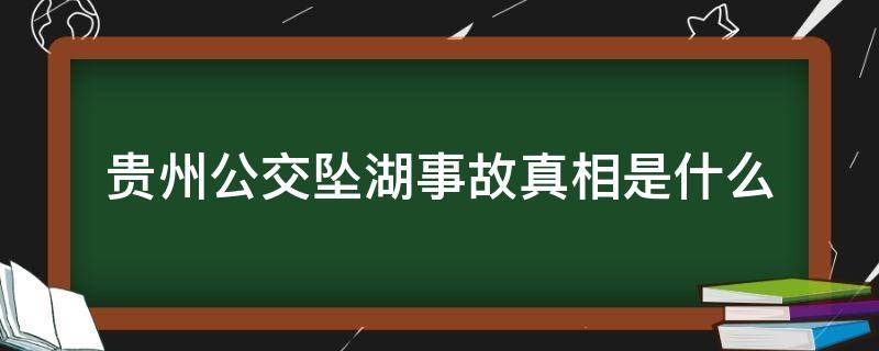 贵州公交坠湖事故真相是什么（贵州公交坠湖事件处理结果）