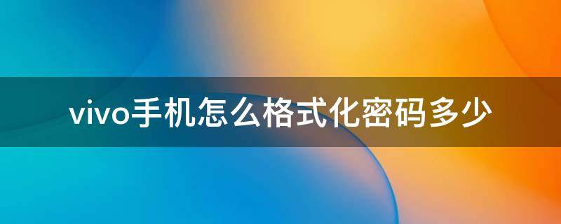 vivo手机怎么格式化密码多少（vivo手机怎样格式化密码多少）