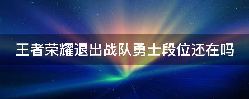 王者荣耀退出战队勇士段位还在吗（王者里退出战队后什么时候能再进）