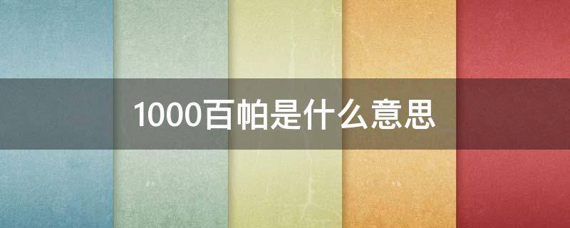 1000百帕是什么意思（气压1000百帕是什么意思）