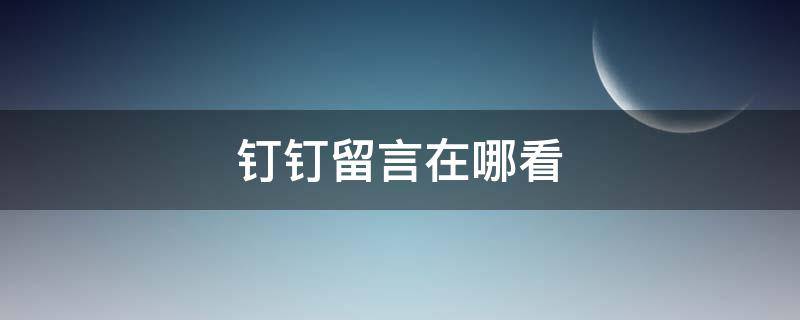 钉钉留言在哪看（钉钉里面的留言怎么看）