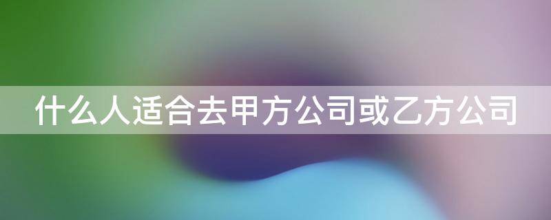 什么人适合去甲方公司或乙方公司 有哪些甲方比较容易进