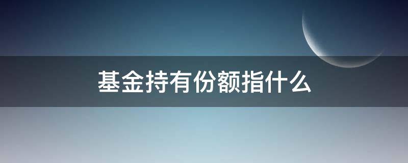 基金持有份额指什么 基金持有份额是什么