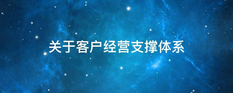 关于客户经营支撑体系 客户经营体系建设