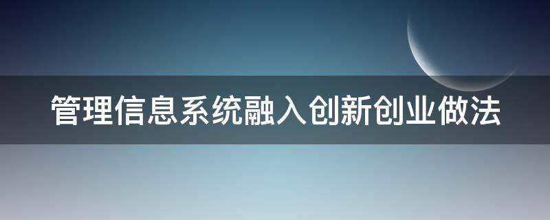 管理信息系统融入创新创业做法 管理信息系统融入创新创业做法怎么写