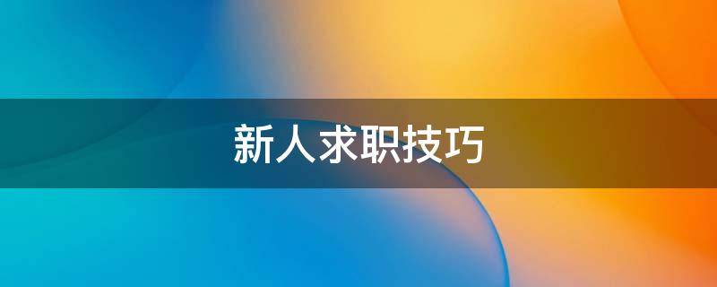 新人求职技巧（职场新人求职）