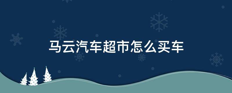 马云汽车超市怎么买车（马云汽车超市怎么买车的）