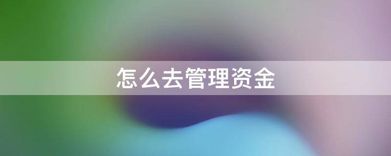 怎么去管理资金 怎么去管理资金的公司